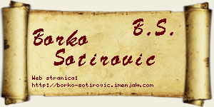 Borko Sotirović vizit kartica